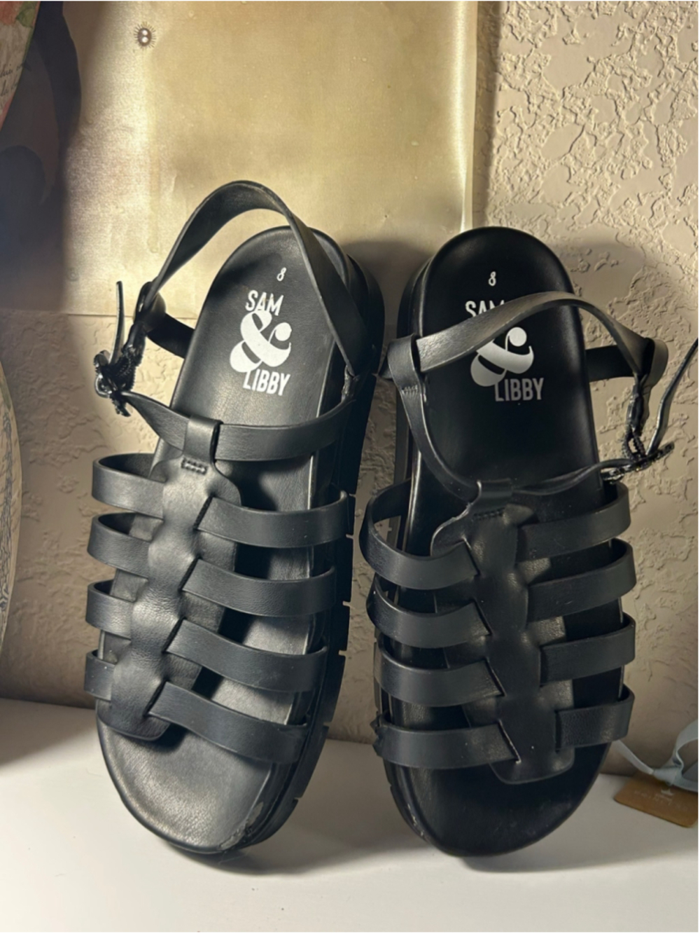 Women's Sam & Libby Black Gladiator Sandals Size 8